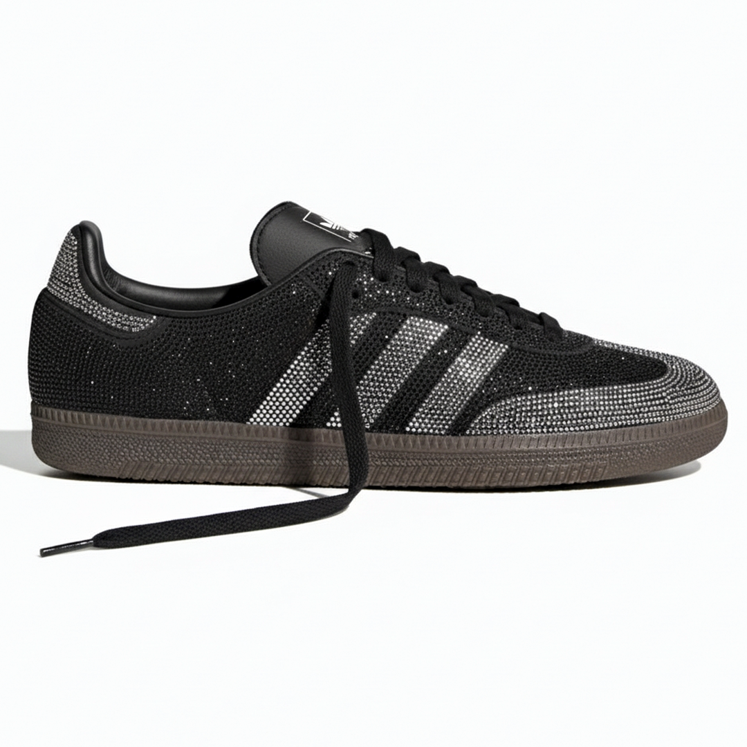 Samba OG Rhinestone Noir Argenté Femme | Sneakers Strass Attitude Rock