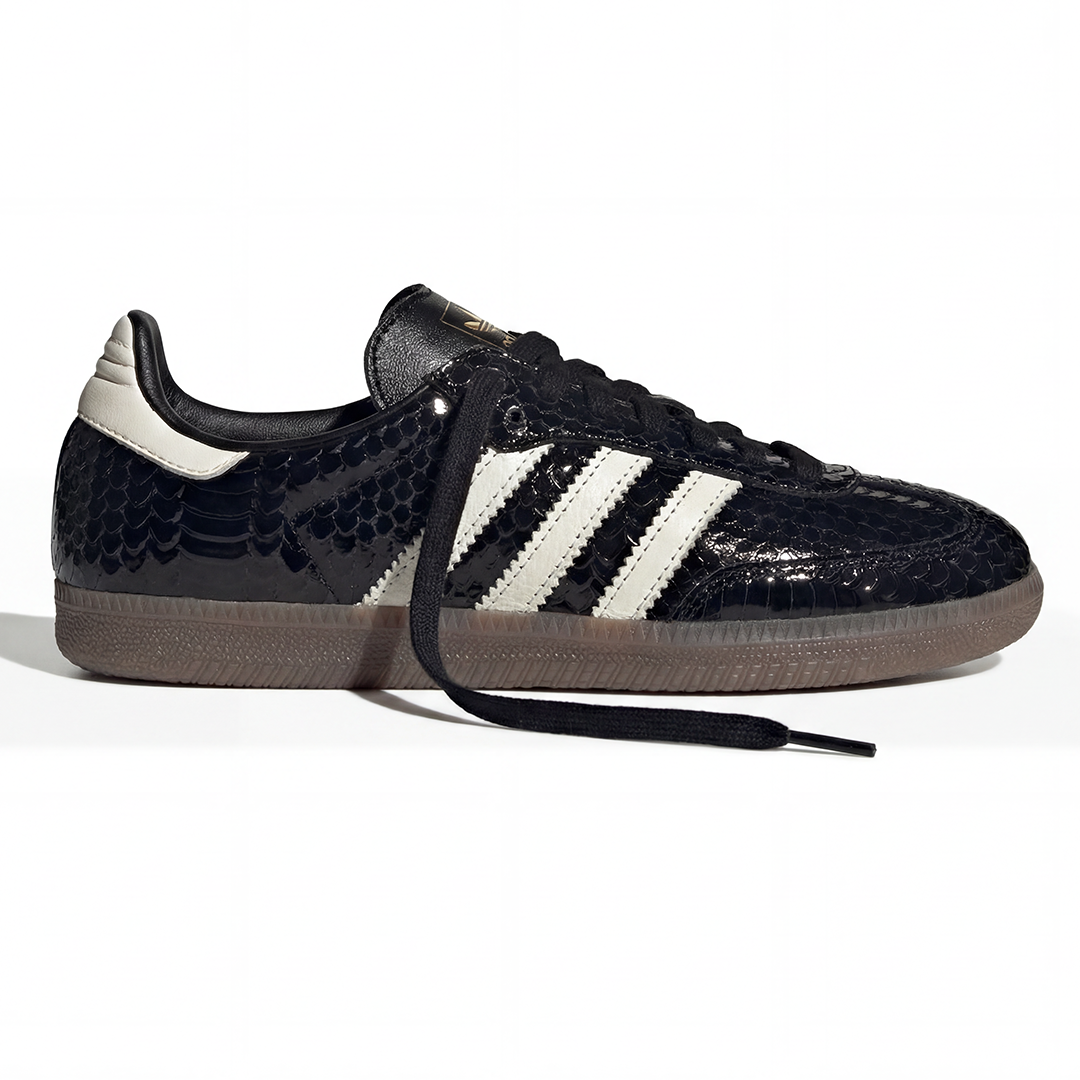 Samba OG Cuir Verni Serpent Noir Blanc Cassé Femme | Sneakers Attitude