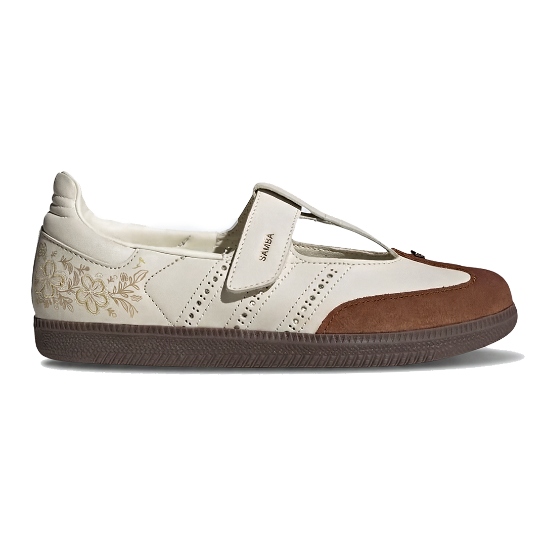 Samba Jane Blanc Cassé Gomme Femme | Sneakers Mary Jane Vintage Ballerine