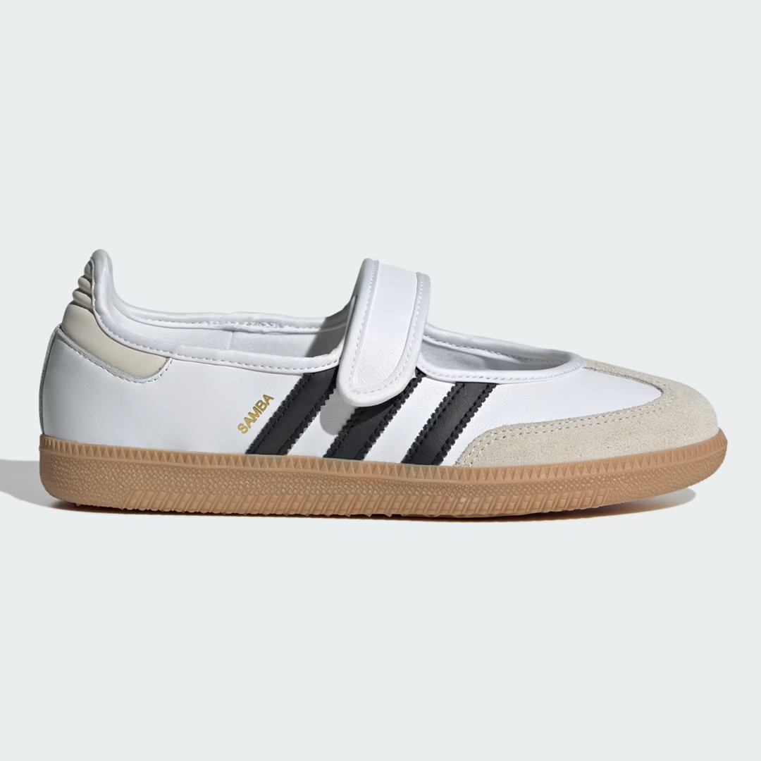Samba Jane Blanc Noir Femme | Sneakers Classique Contrasté Mary Jane